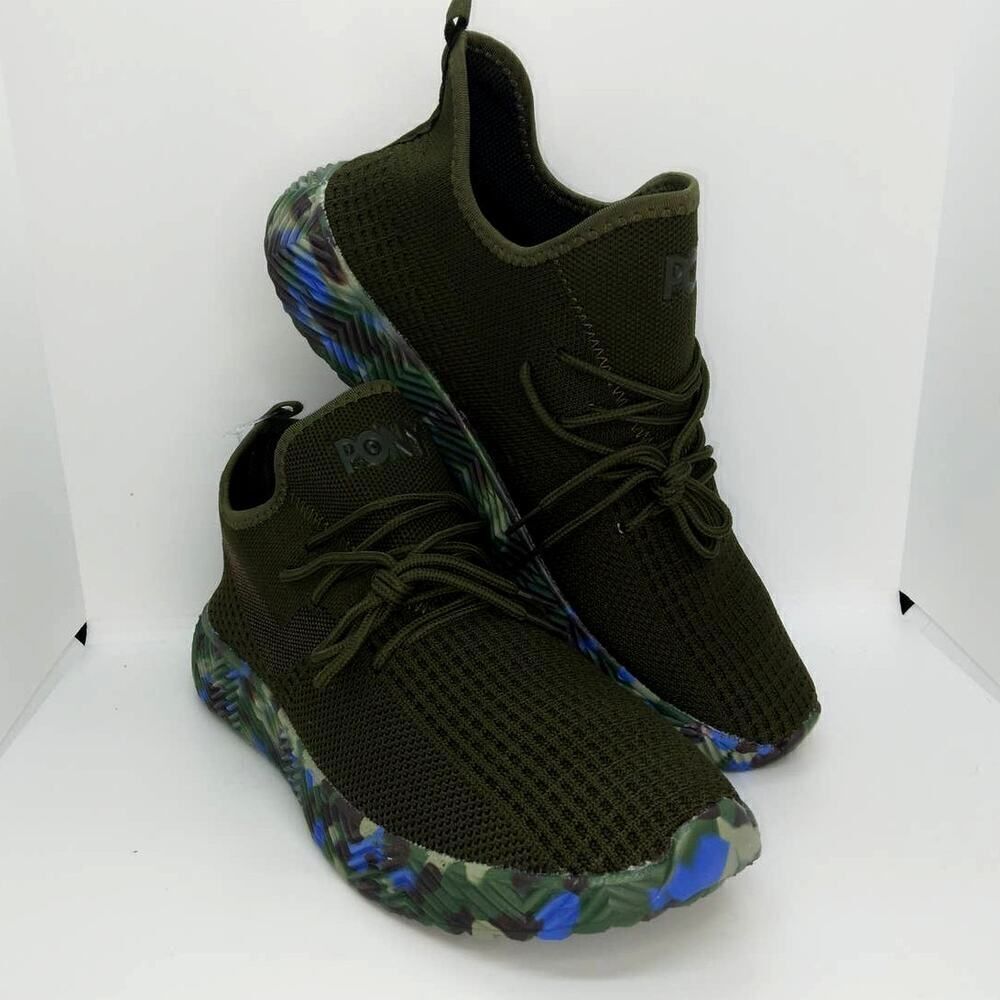 PONY Mens NEW Green/Camo Designer Lace Up Sneakers - sz. 9